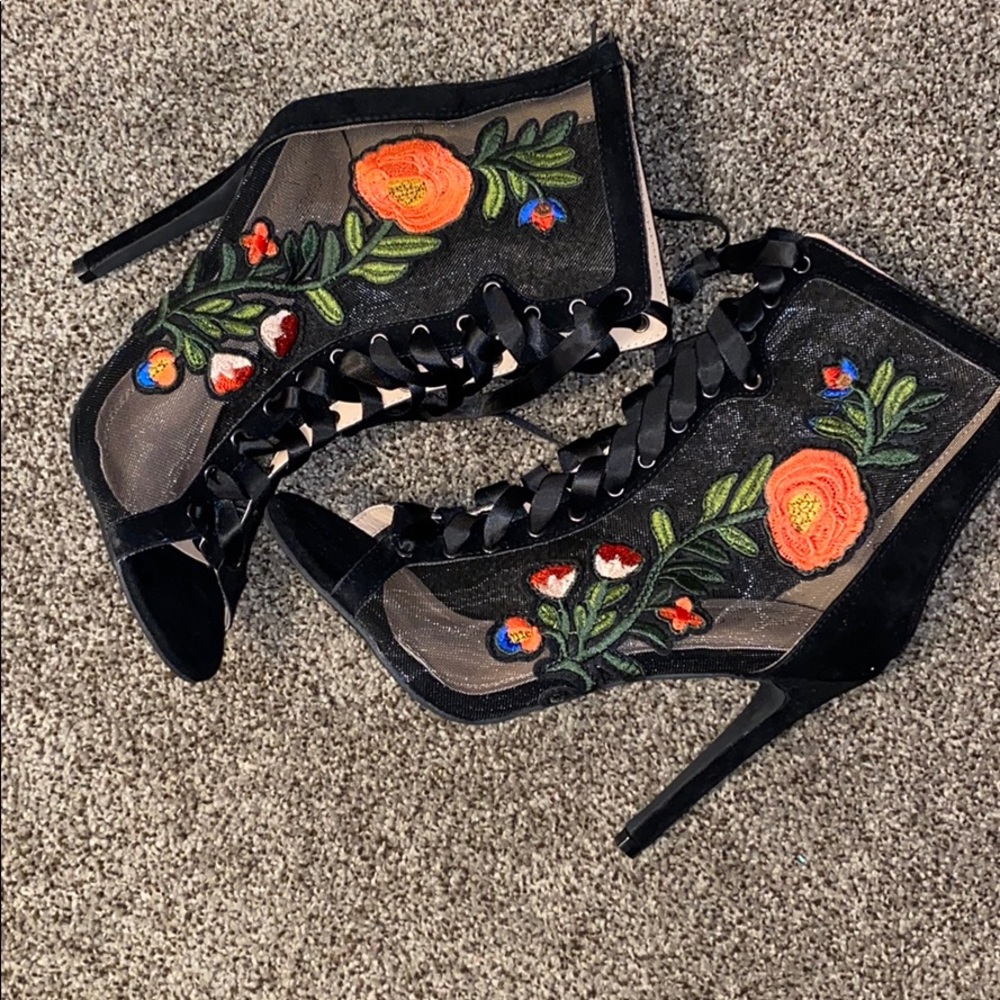 Rose Embroidered Heels
